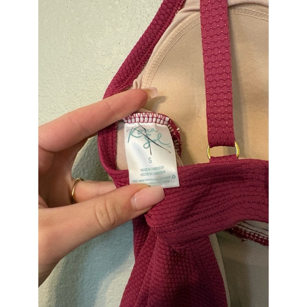 Kona Sol | NWOT Mauve One Piece Tie Front Textured Swimsuit - Picture 2 of 10